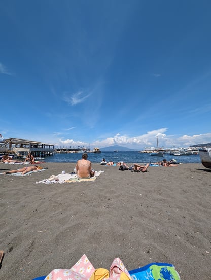 Beach Day at Marina Grande with Mount Vesuvius in the background! 