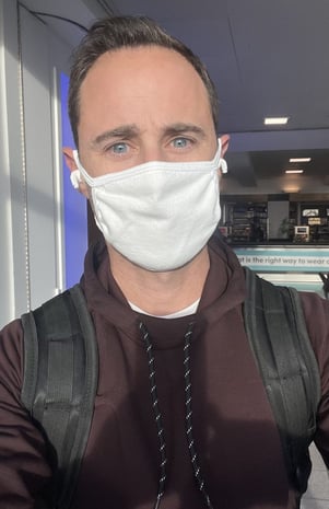 A lovely selfie of CIS Abroads Chief Strategy Officer, masked in the airport getting ready to board his flight to Italy